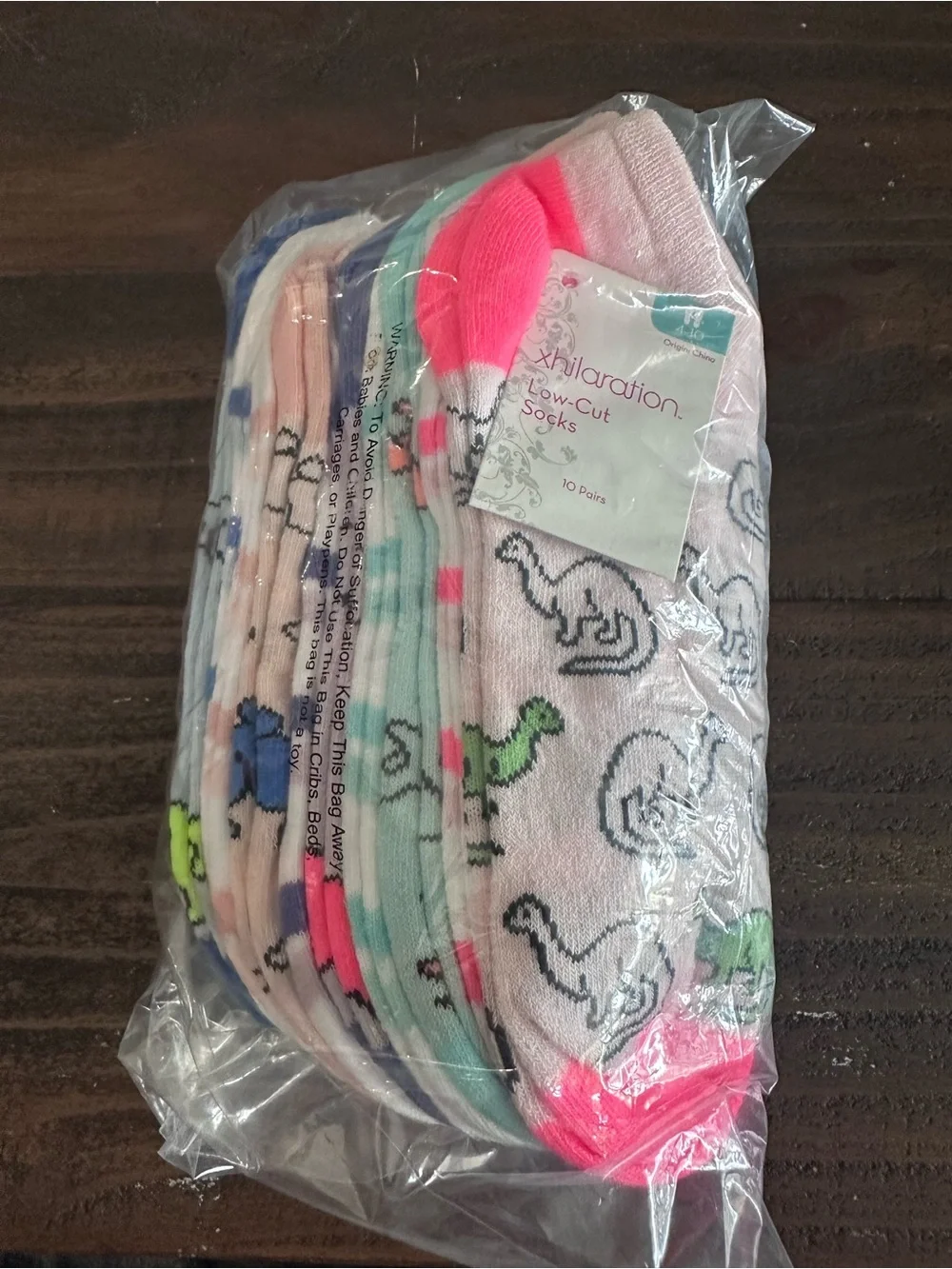 Kids Dino Low-Cut Socks Pack size 4-10